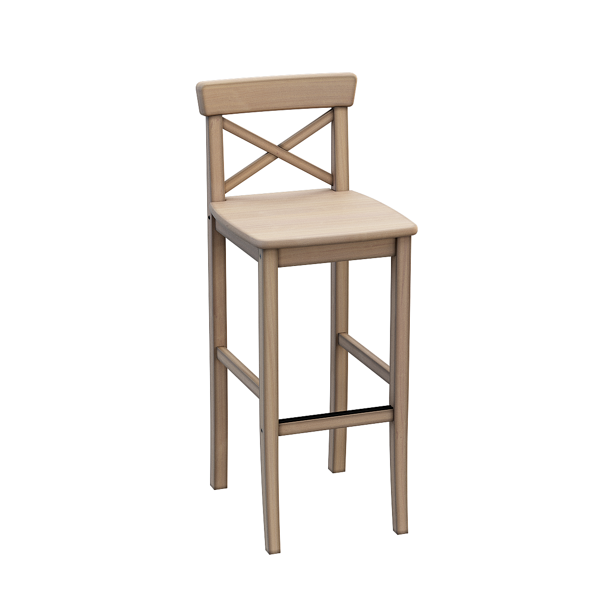 Elegant Minimalist Bar Stool 3D Model – Wooden Texture