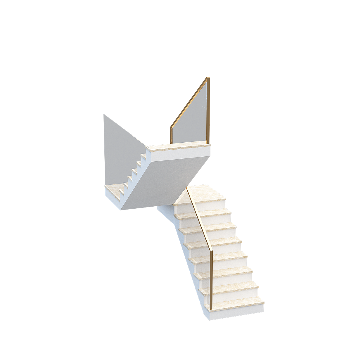 Elegant 3D Staircase Model – Marble and Gold Design