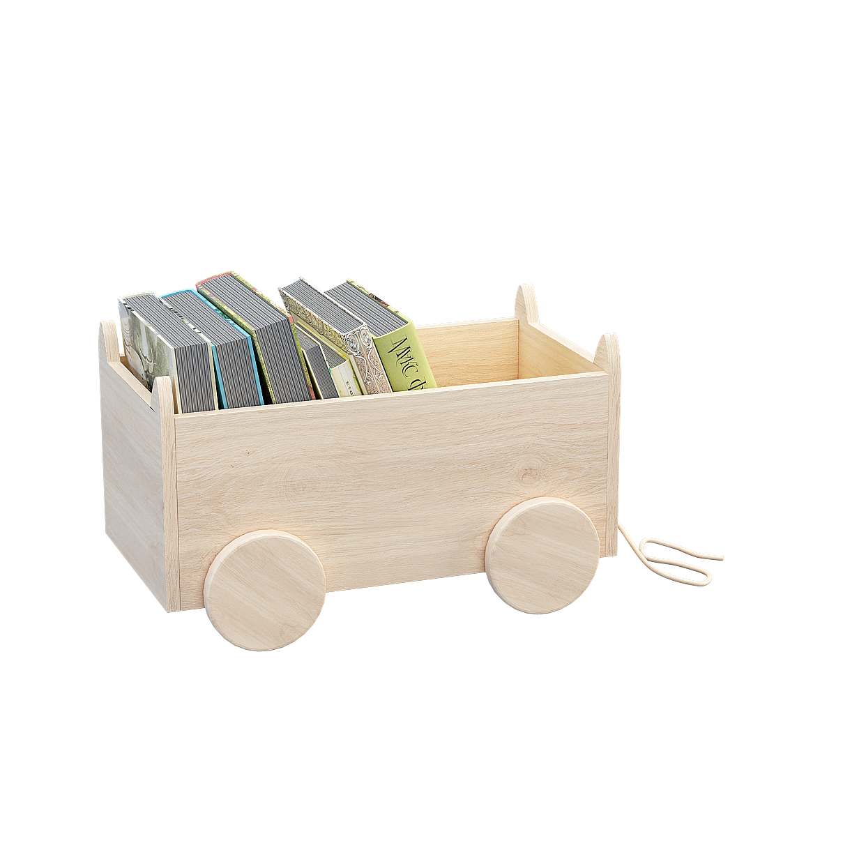 Rustic Wooden Book Cart 3D Model – Low Poly Wood Texture