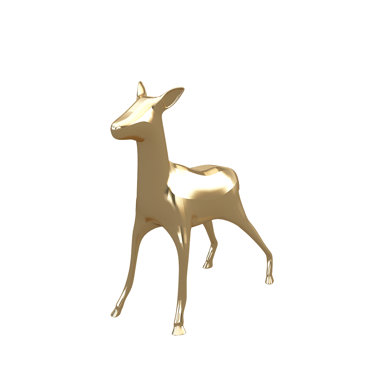 Golden Deer 3D Model – Low Poly Metallic Sculpture