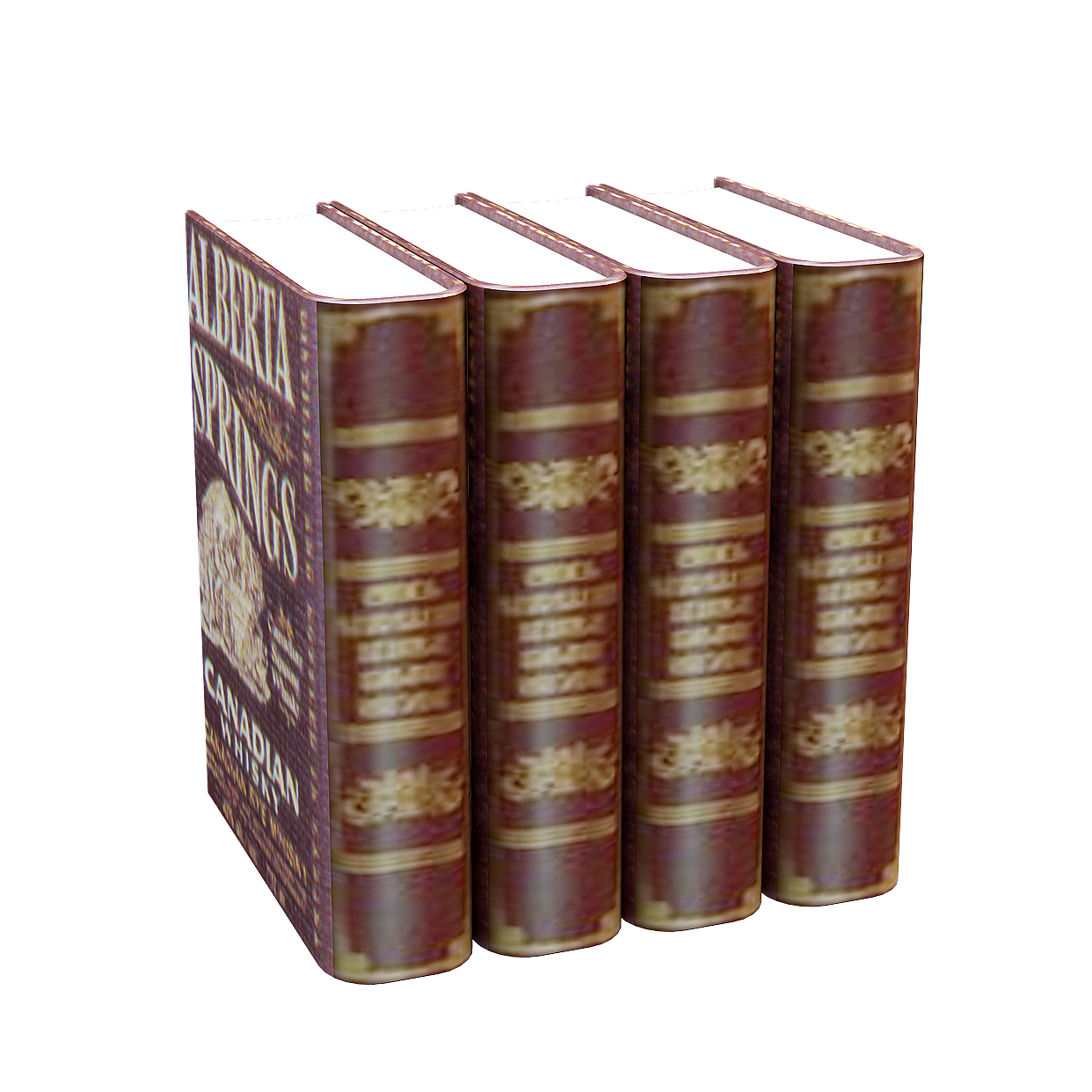 Classic Bookshelf 3D Model – Vintage Leather-Bound Books