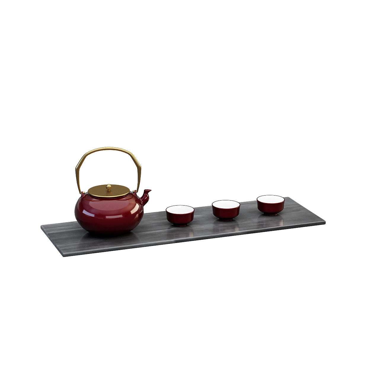 Elegant Oriental Tea Set 3D Model – Traditional Eastern Style