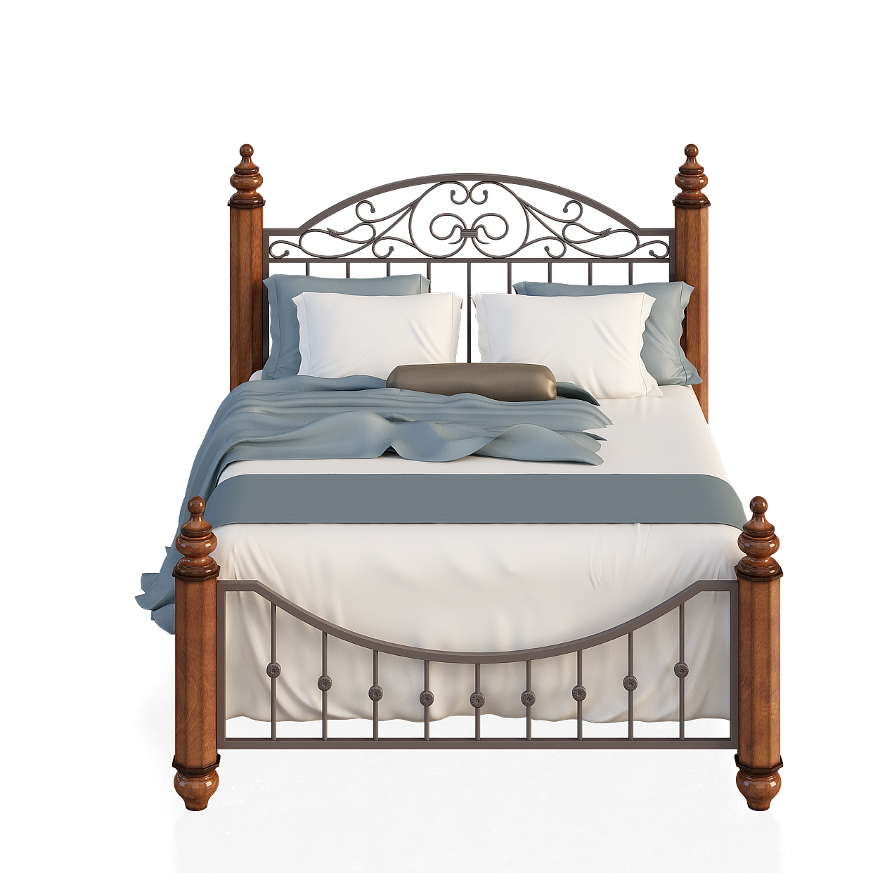 Vintage Bed Frame 3D Model – Classic Metal & Wood