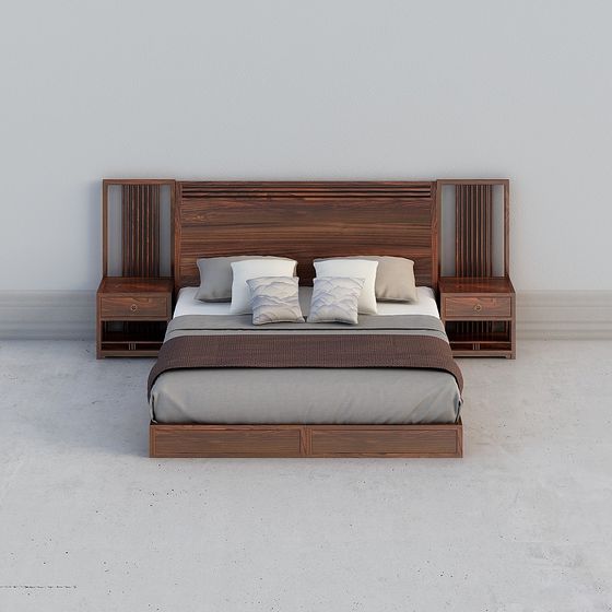 Urban Wooden Bed 3D model for Cozy Spaces