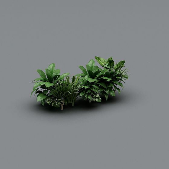 Low-Poly Tropical Plant Cluster 3D model