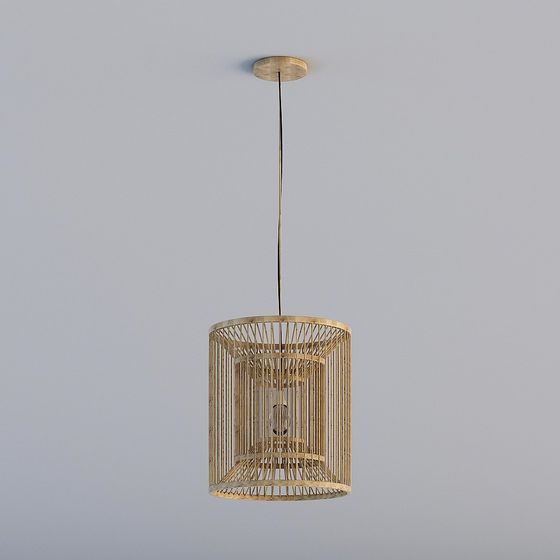 Elegant Bamboo Pendant Light 3D model for Modern Interiors