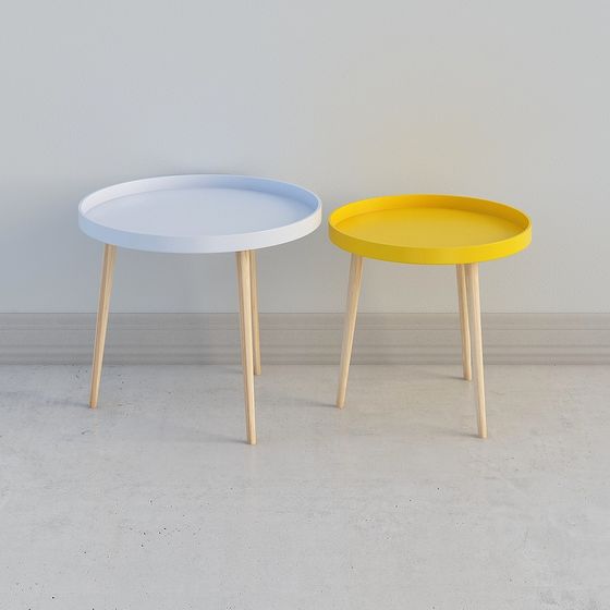 커피 테이블 - 하이 라운드 옐로우