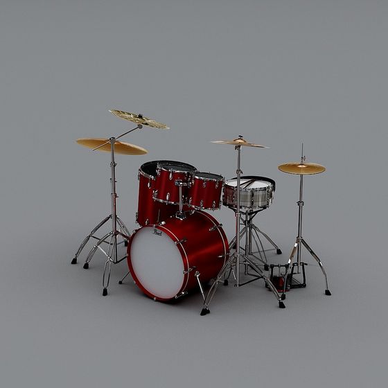 Vibrant Low Poly Drum Set 3D model