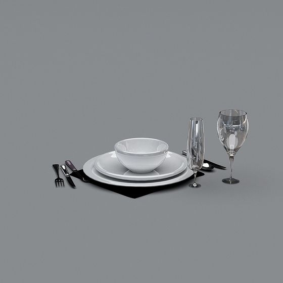 Stylish Low-Poly Dinnerware 3D Model for Modern Interiors