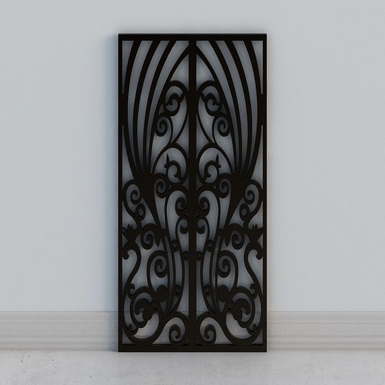 Vintage Wrought Iron Screen 3D model
