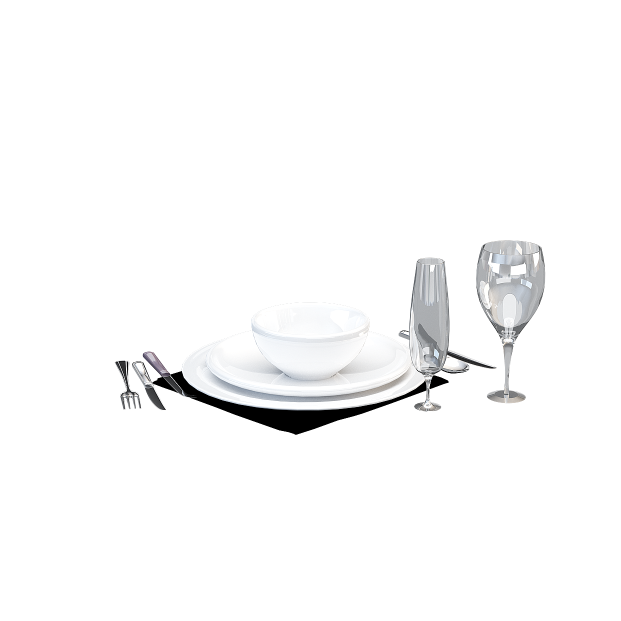 Elegant Low-Poly Dinnerware 3D Model – Ceramic Tableware