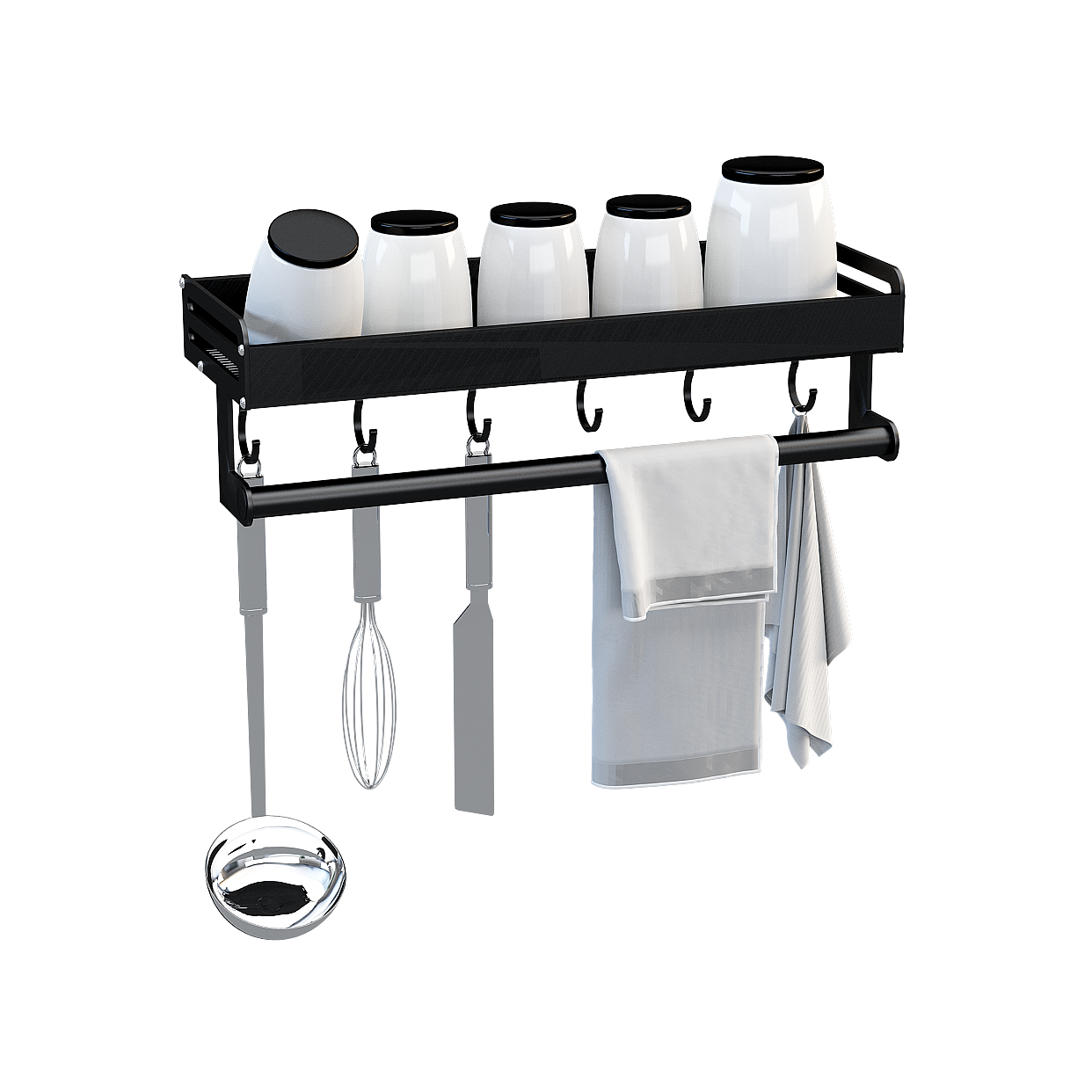 Stylish Wall-Mounted Kitchen Storage Rack 3D Model