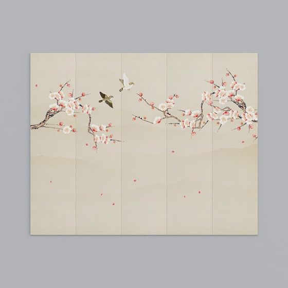 Spring-Inspired Blossom and Bird Screen 3D model
