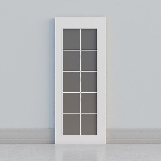 Glass Window White Frame Door 3D model