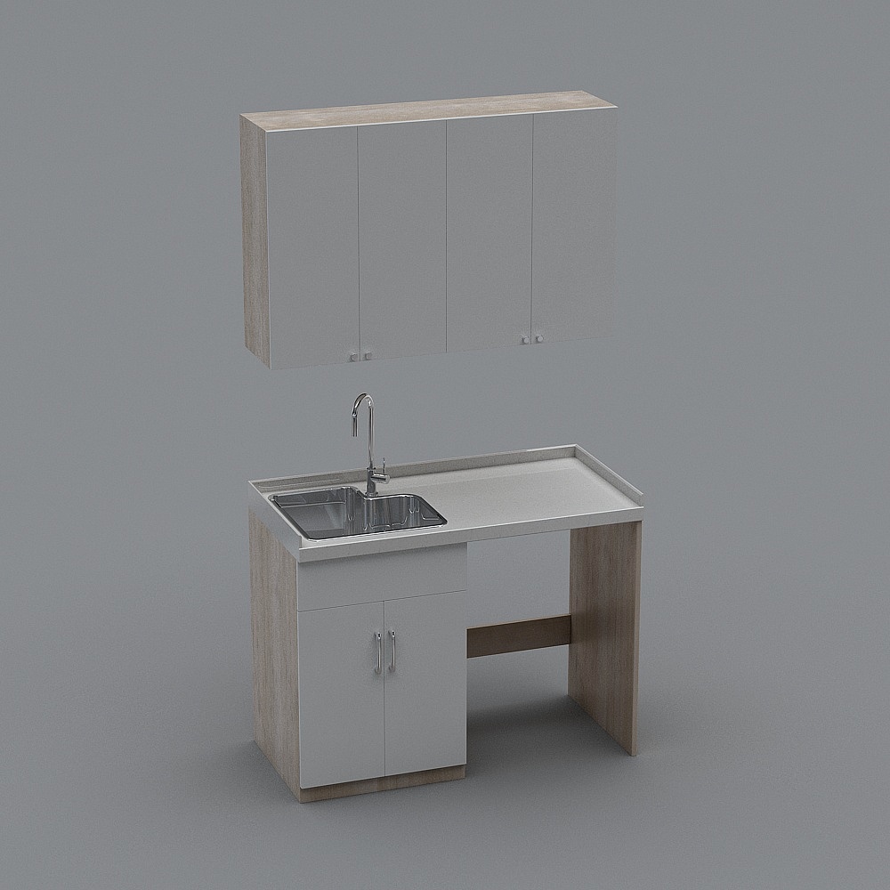 Modern Minimalist Kitchen Sink Cabinet 3D model