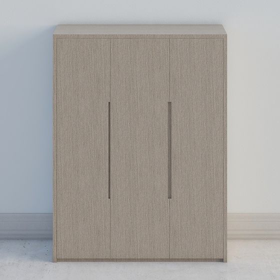 Sleek Gray Wardrobe 3D model for Modern Interiors