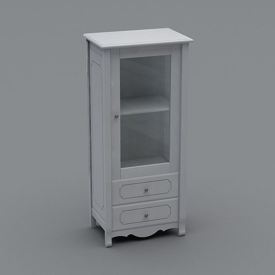 Stylish White Storage Cabinet 3D model for Modern Interiors