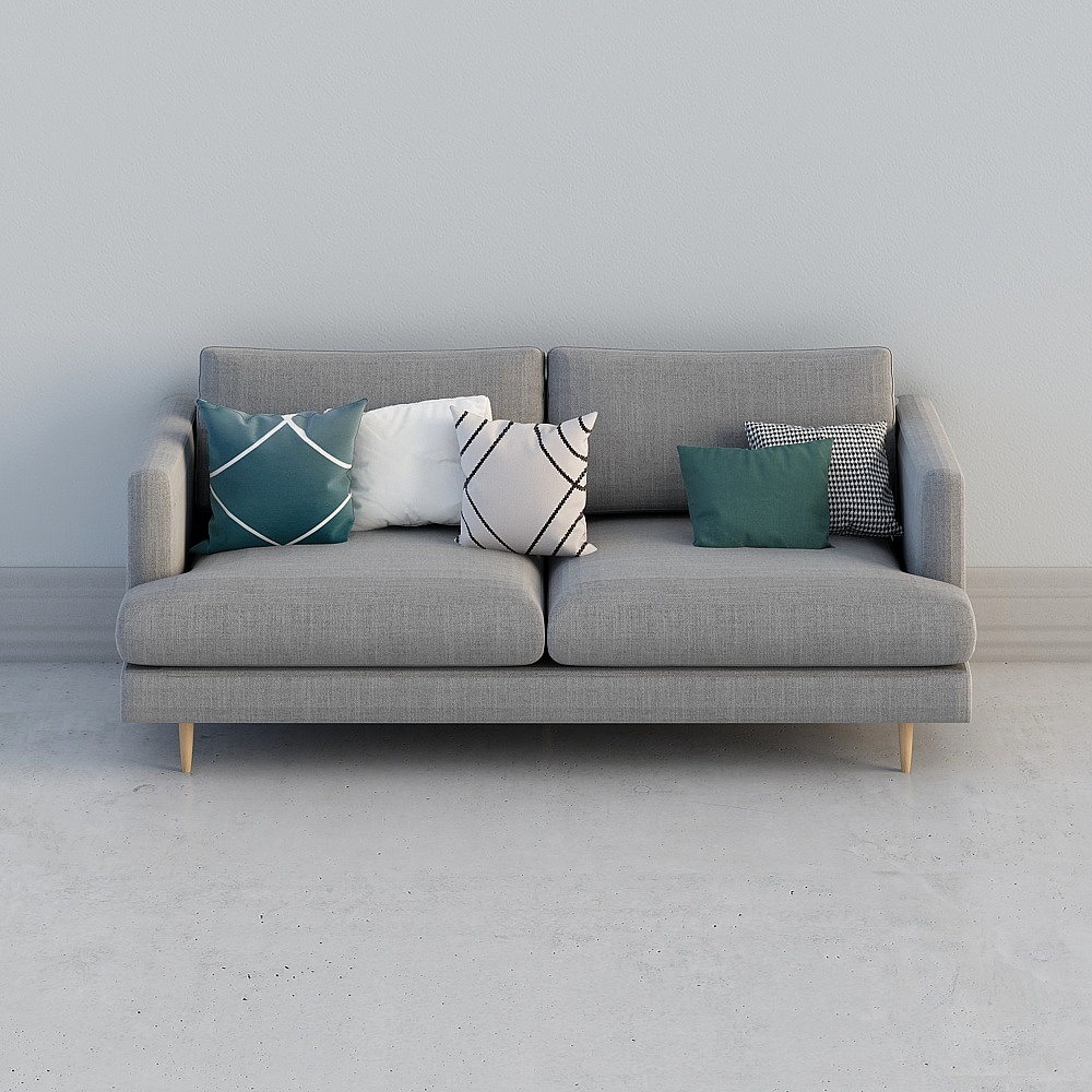 Stylish Low-Polygon Sofa 3D model for Modern Interiors