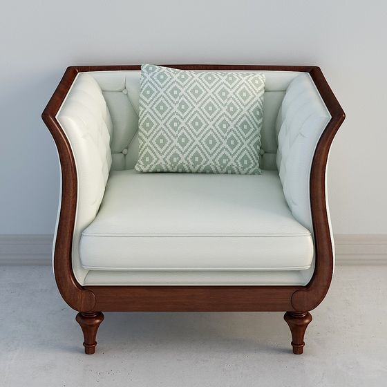 Chic Vintage Single Armchair 3D model for Modern Spaces