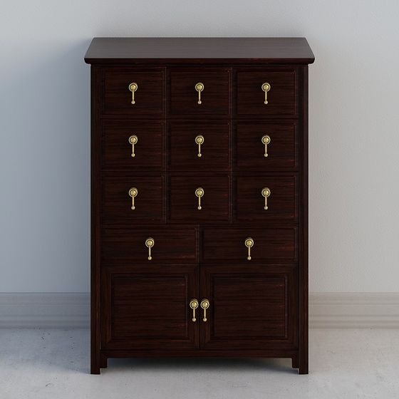 Vintage Style Storage Cabinet 3D Model