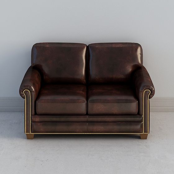 Stylish Vintage Leather Sofa 3D model
