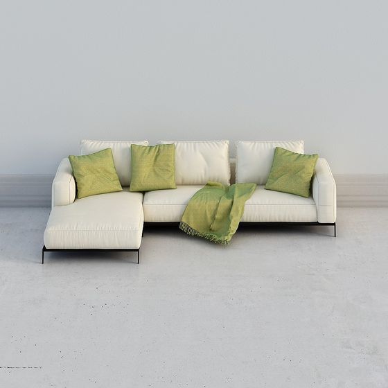 Chic Low-Polygon Sofa 3D model for Interior Design