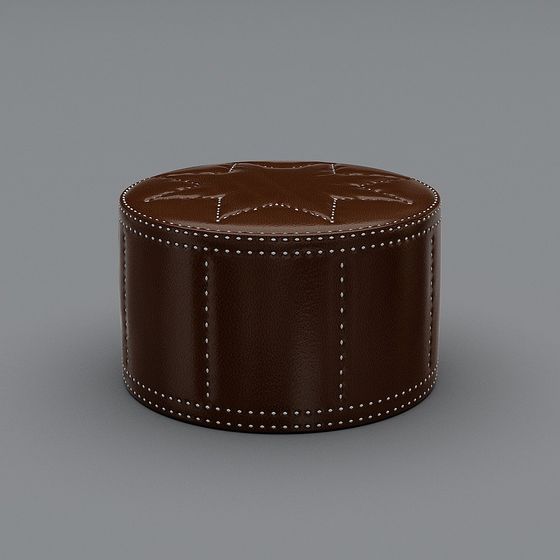 Stylish Round Leather Stool 3D model for Modern Interiors