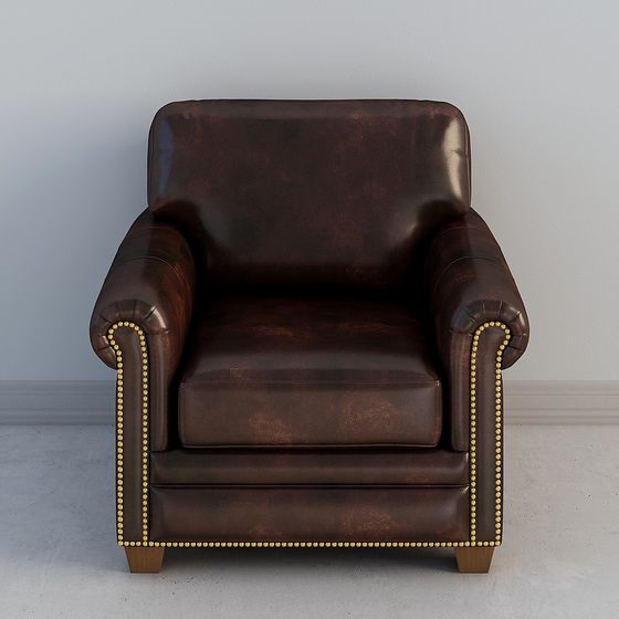 Elegant Vintage Leather Armchair 3D model