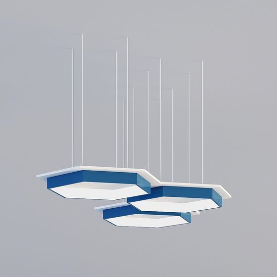 Stylish Hexagonal Pendant Light 3D model for Modern Designs