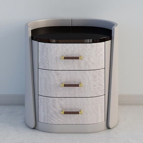 Stylish Round Nightstand 3D model for Modern Interiors