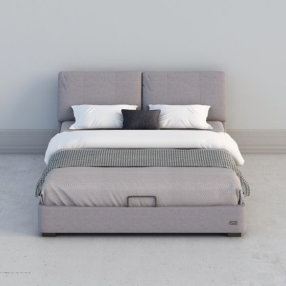 Sophisticated Low-Poly Bed 3D model for Contemporary Spaces