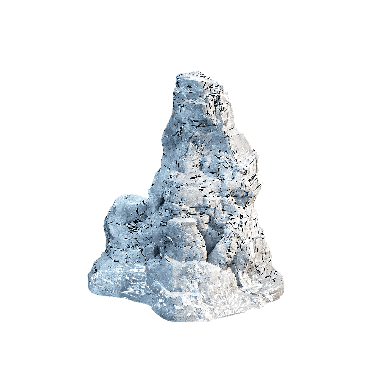 Low-Poly Rock Mountain Peak 3D Model – Natural Gray Texture