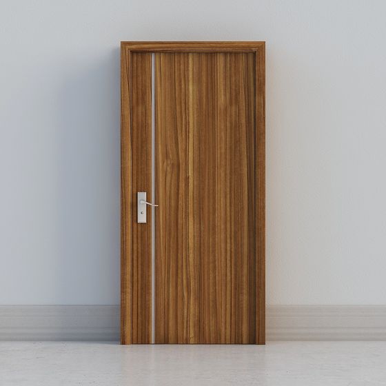 Elegant Low-Poly Wooden Door 3D Model