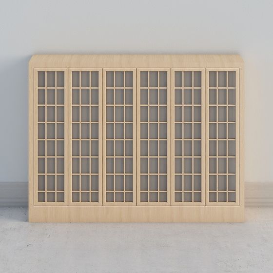 Elegant Wooden Lattice Screen 3D model
