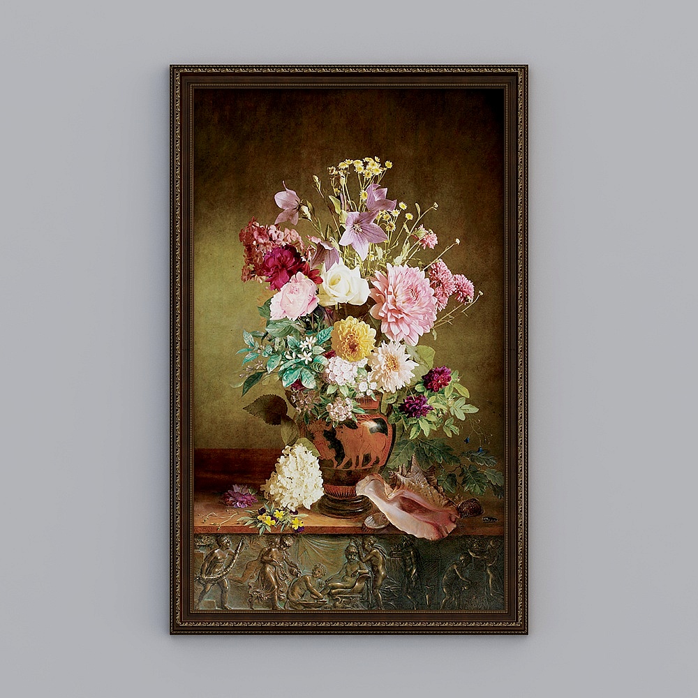 Kibaki single carved brown frame entrance 102.3x162.3cm classical flower ewlpr-e-2