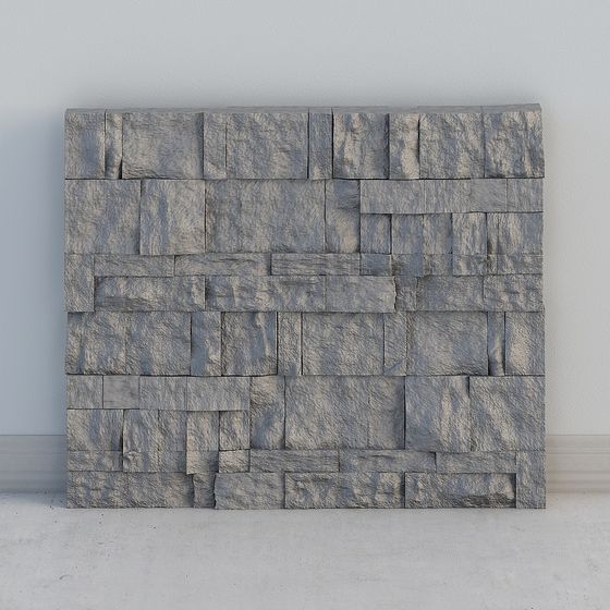 Low Poly Gray Stone Wall 3D model