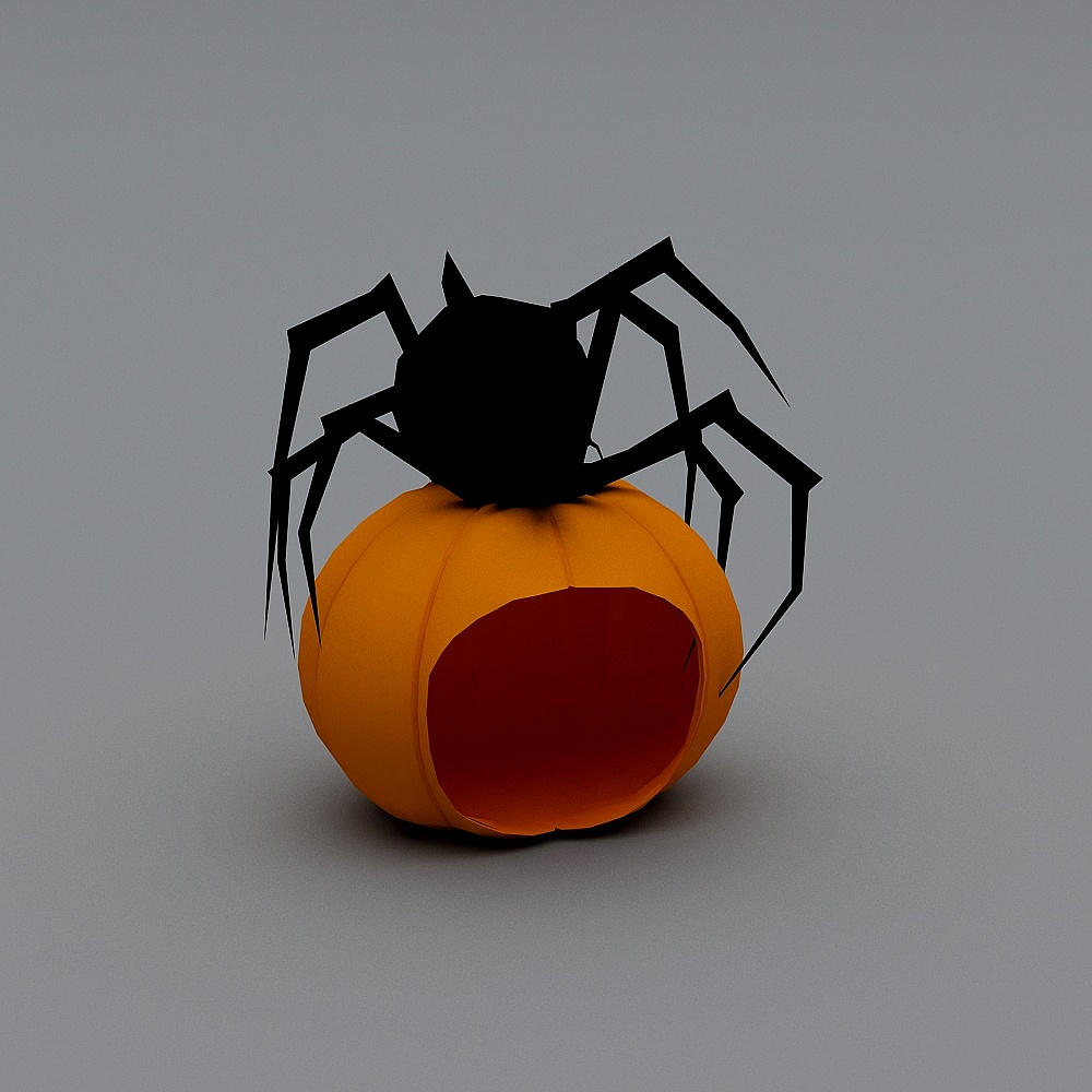 Pumpkin and Spider 3D model for Halloween