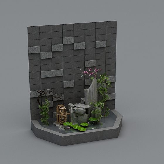 Zen-Inspired Water Feature 3D model