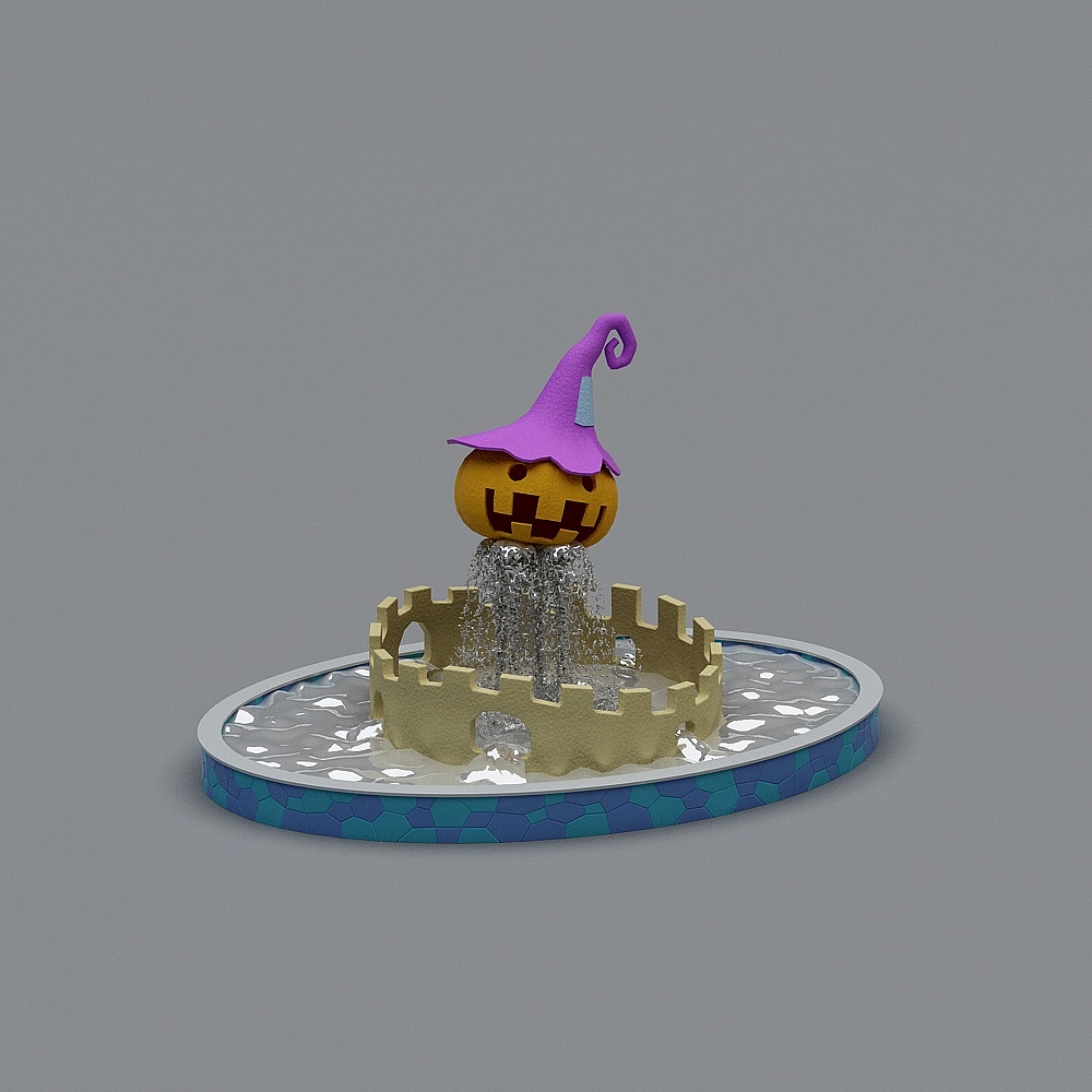 Pumpkin Castle Fountain 3D model