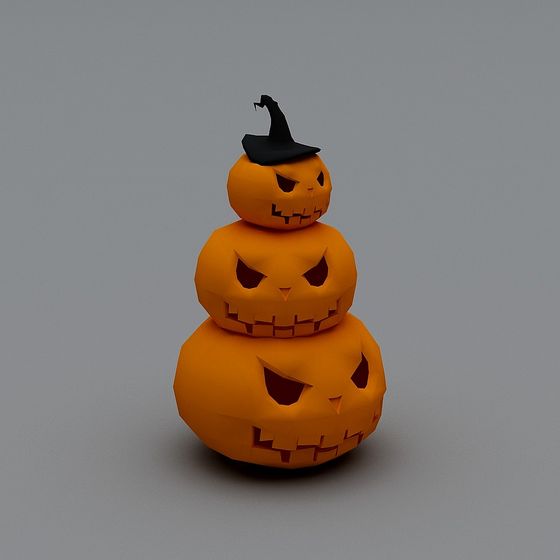 Halloween Stack of Jack-o'-Lanterns 3D model