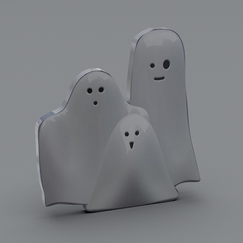 Modern Low-Polygon Ghost 3D model for Halloween