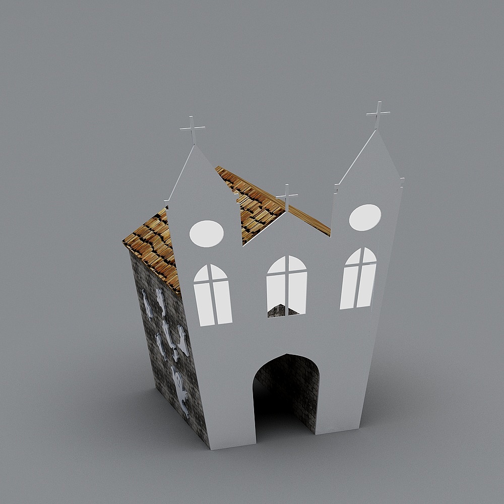 Charming Low-Poly Church 3D Model
