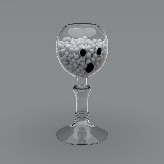 Quirky Wine Glass 3D model with Playful Design