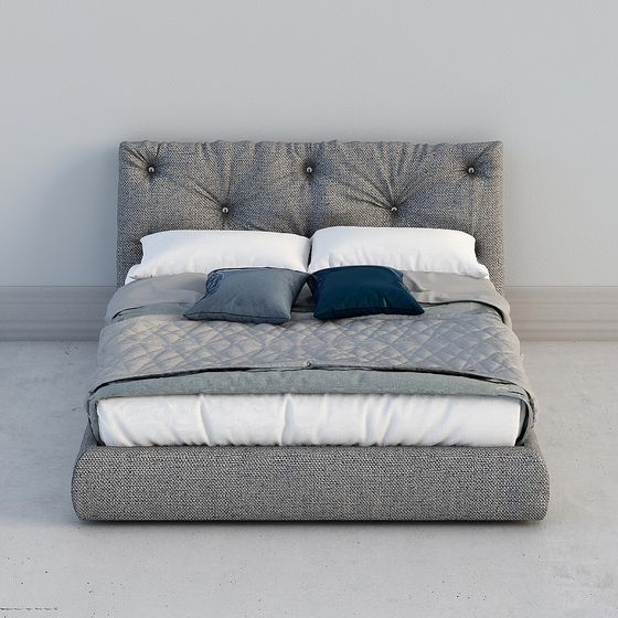 Elegant Low-Polygon Bed 3D model