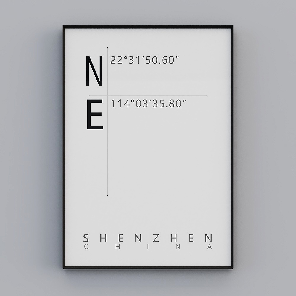 Minimalist Coordinates Poster 3D model