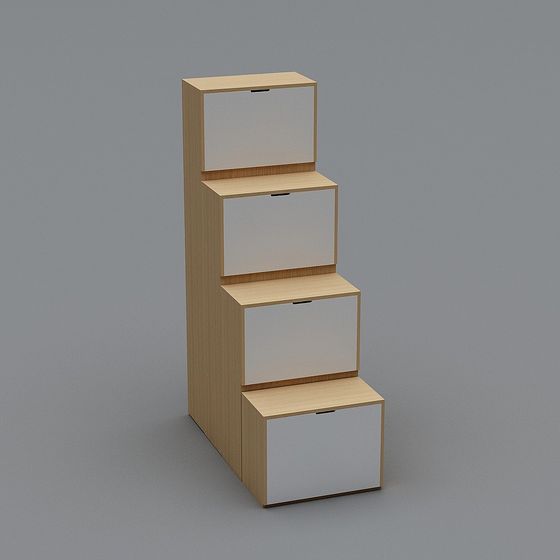 Wooden Step Bookshelf 3D model