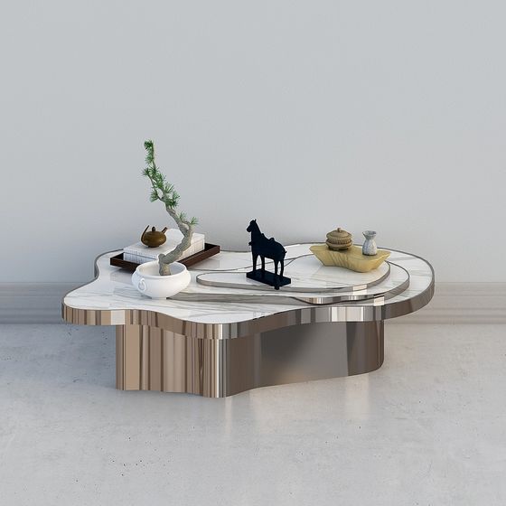 Elegant Marble Coffee Table 3D model for Modern Interiors