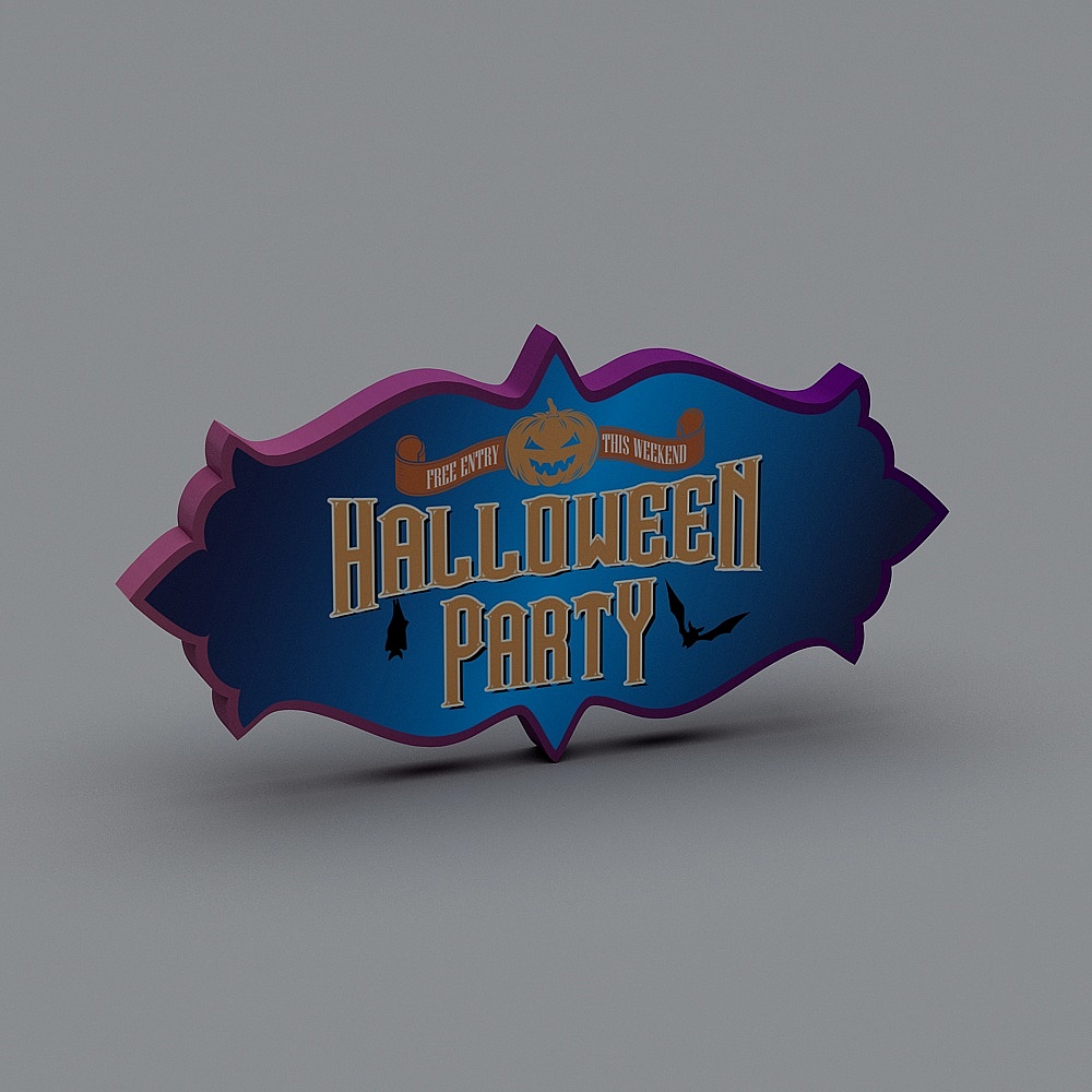 Halloween Party Sign 3D model