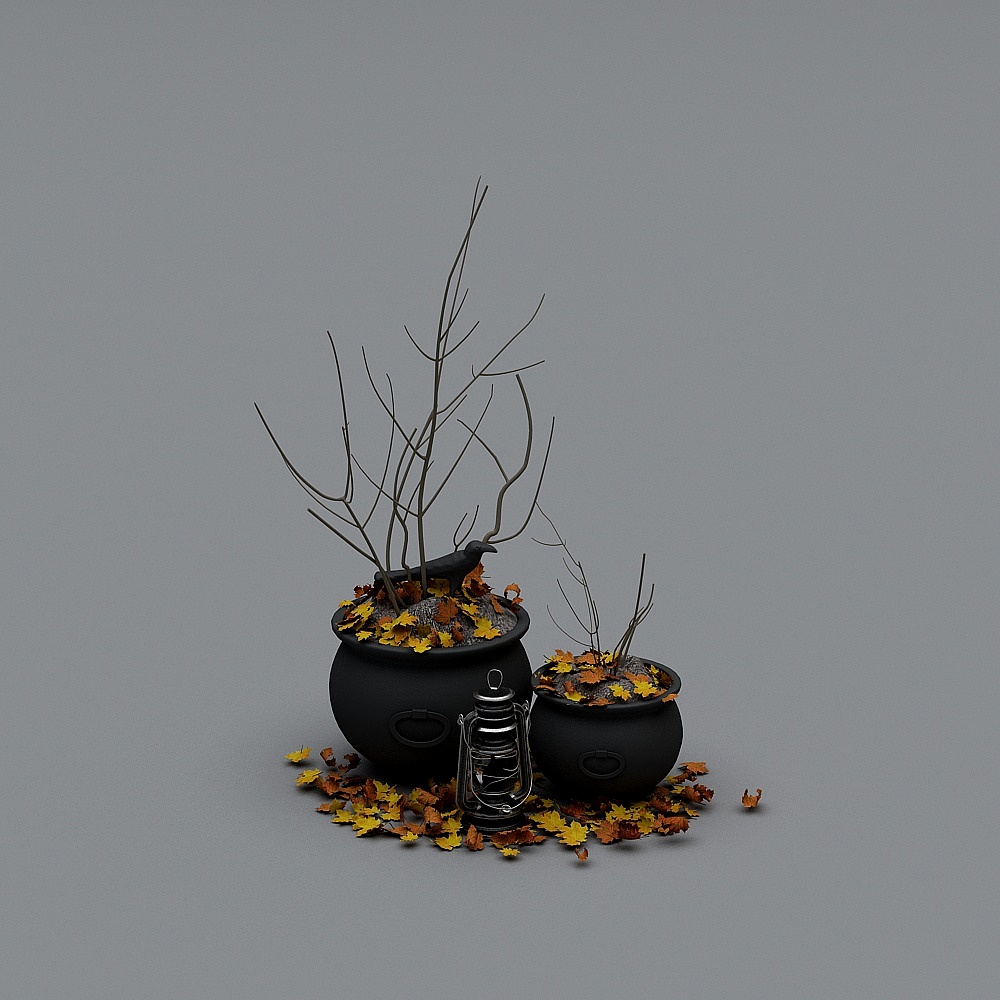 Spooky Cauldron Duo 3D model