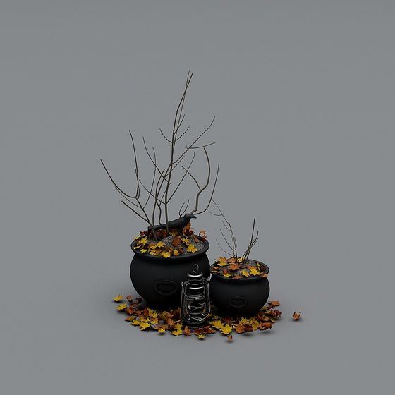 Spooky Cauldron Duo 3D model